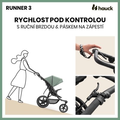 Hauck Runner 3 Sporťák s ruční brzdou - Jungle Green - obrázek