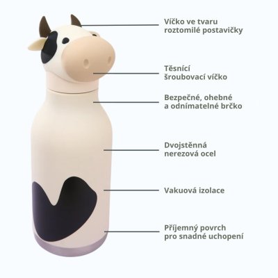 Asobu Bestie Termoláhev 460 ml - Willow the Cow - obrázek