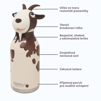 Asobu Bestie Termoláhev 460 ml - Mable the Goat - obrázek