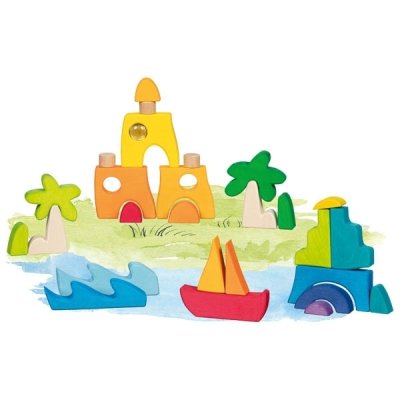 Goki Dřevěné stavební puzzle - Honolulu - obrázek