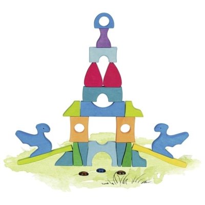 Goki Dřevěné stavební puzzle - Hrad Funkelstein - obrázek