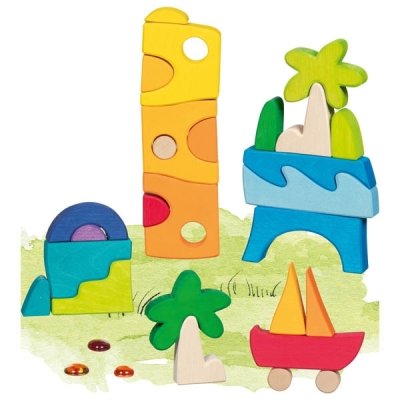 Goki Dřevěné stavební puzzle - Meeresleuchten - obrázek