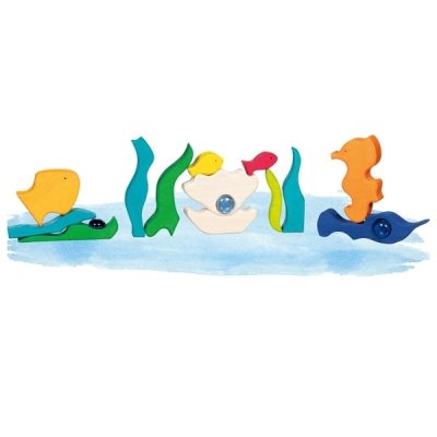 Goki Dřevěné stavební puzzle - Meeresleuchten - obrázek