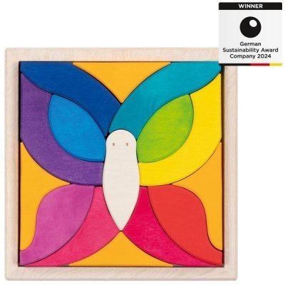 Goki Dřevěné stavební puzzle - Motýl Mariposa - obrázek