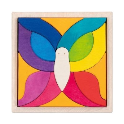 Goki Dřevěné stavební puzzle - Motýl Mariposa