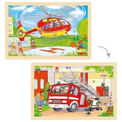 Goki Vkládací puzzle - Vrtulník/Hasiči