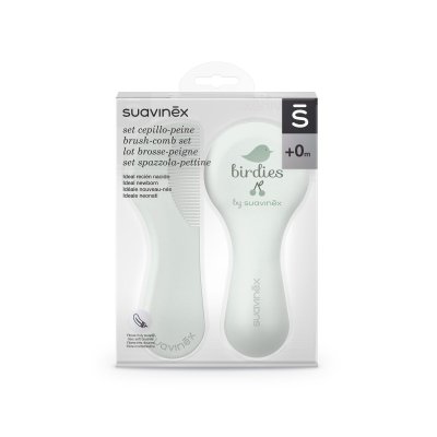 Suavinex Birdies Set Hřebínek/Kartáček - Zelený - obrázek