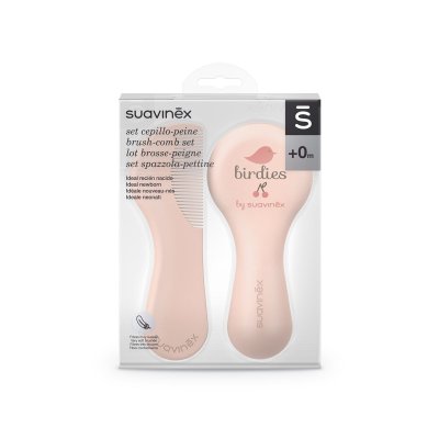 Suavinex Birdies Set Hřebínek/Kartáček - Růžový - obrázek