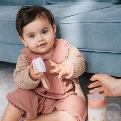 Suavinex Birdies Set Hřebínek/Kartáček - Růžový - obrázek