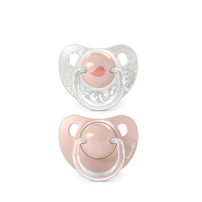 Suavinex Birdies Dudlík anatomický silikon 0 - 6 m, 2 ks - Růžový