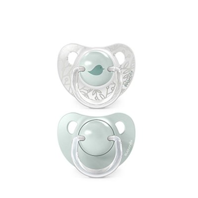 Suavinex Birdies Dudlík anatomický silikon 0 - 6 m, 2 ks - Zelený