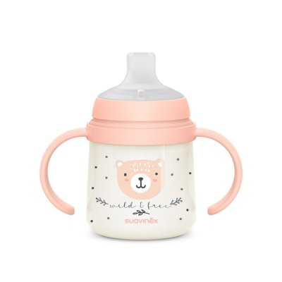 Suavinex Wild & Free První láhev s oušky 150 ml - Růžová