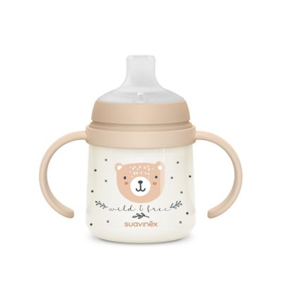 Suavinex Wild & Free První láhev s oušky 150 ml - Hnědá