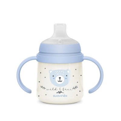 Suavinex Wild & Free První láhev s oušky 150 ml - Modrá