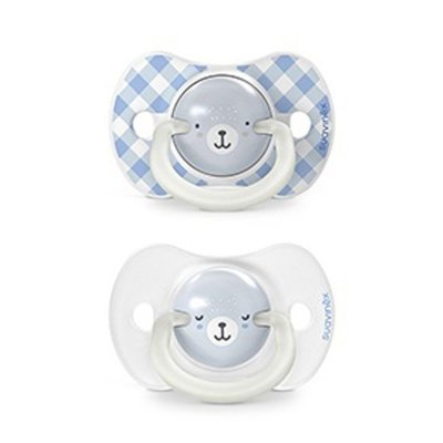 Suavinex Wild & Free Šidítko fyziologické silikon Den & Noc 0 - 6 m, 2 ks - Modré