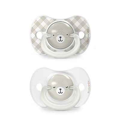 Suavinex Wild & Free Šidítko fyziologické silikon Den & Noc 0 - 6 m, 2 ks - Šedé