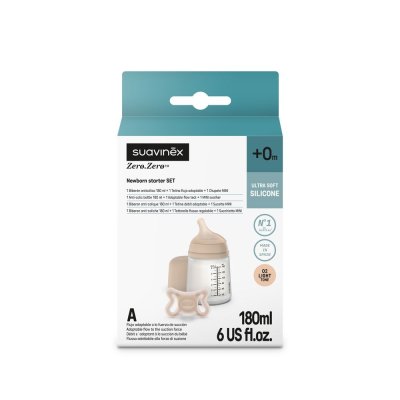 Suavinex Antikoliková lahvička Zero.Zero™ Light 180 ml A + Dudlík Zero.Zero™ -2 - 2 m - obrázek