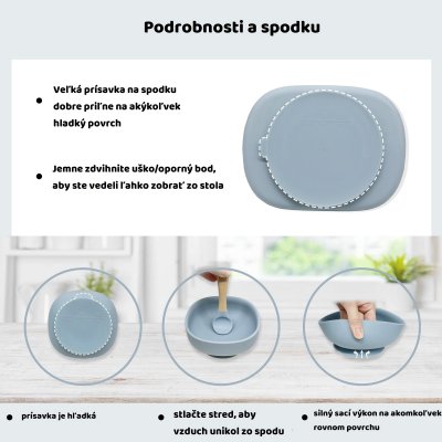 Martons Jídelní sada silikonová s přísavkou 3dílná II - Dark Pink - obrázek