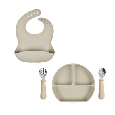 Martons Jídelní sada silikonová s přísavkou 4dílná II - Light Beige