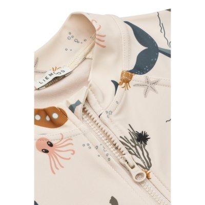 Liewood Max Dětské plavky s krátkým rukávem - Sea Creature/Sandy, vel. 80 - obrázek