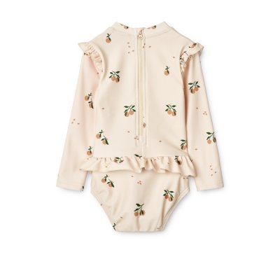 Liewood Sille Dětské plavky s dlouhým rukávem - Peach/Sea Shell, vel. 86 - obrázek