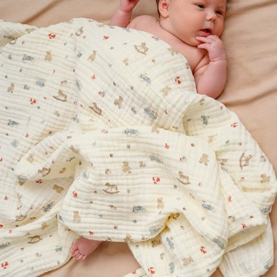 Cam Cam Copenhagen Mušelínová deka pro miminko GOTS - Vintage Toys - obrázek