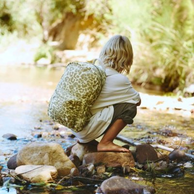 Studio Noos Dětský batoh Midi Cotton - Green Leopard