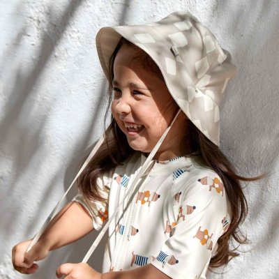Lässig Bucket Hat Oboustranný klobouček Checkerboard - Stone/Sea Salt, 7 - 12 m - obrázek