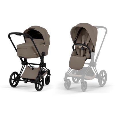 Cybex Platinum Priam Comfort Kompletní kočárek - Matt Black/Coconut Brown