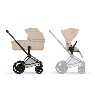 Cybex Platinum ePriam Comfort Kompletní kočárek - Matt Black/Cozy Beige - obrázek