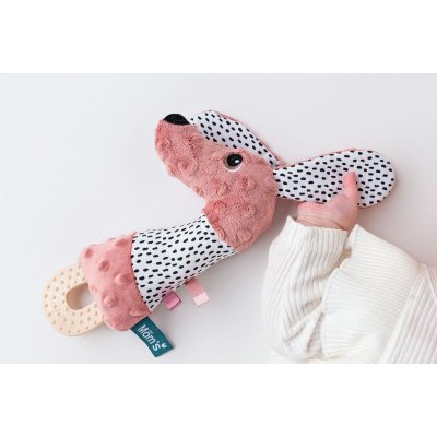 Moms Care Senzorická hračka s kousátkem Pejsek Jami - Růžové - obrázek