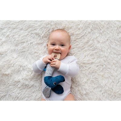 Moms Care Senzorická hračka s kousátkem Pejsek Jami - Tmavě modré - obrázek