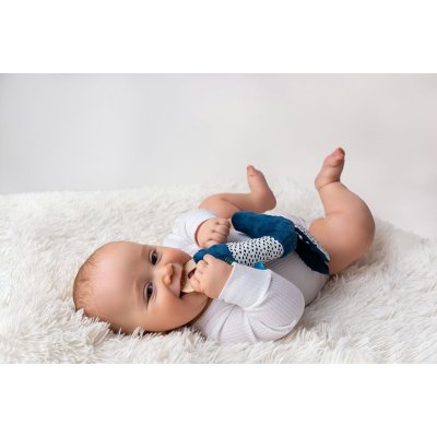 Moms Care Senzorická hračka s kousátkem Pejsek Jami - Tmavě modré - obrázek