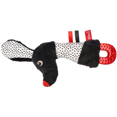 Moms Care Senzorická hračka s kousátkem Pejsek Jami - White & Black - obrázek