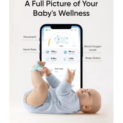 Eufy Dětská chůvička s chytrou ponožkou Anker S340 2K - Modrá - obrázek