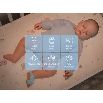 Eufy Dětská chůvička s chytrou ponožkou Anker S340 2K - Modrá - obrázek