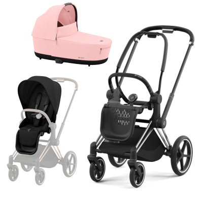 Cybex Platinum Priam 2025 Kompletní kočárek - Chrome Black/Black/Pink