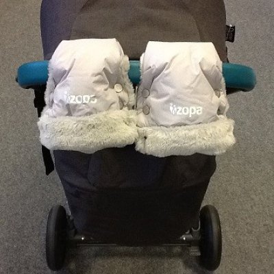 Zopa rukavice na kočárek Fluffy - Šedá - obrázek