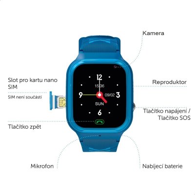 Zazu Dětské chytré hodinky 4G - Modré - obrázek