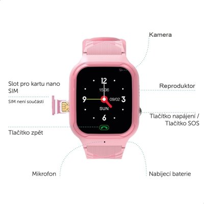 Zazu Dětské chytré hodinky 4G - Růžové - obrázek
