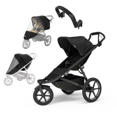 Thule Urban Glide 3 s magnetickou sponou + Madlo + Pláštěnka + Moskytiéra - Black