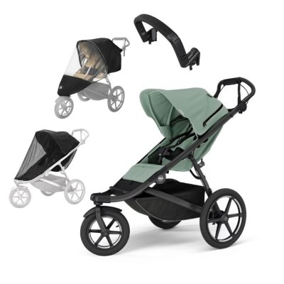 Thule Urban Glide 3 s magnetickou sponou + Madlo + Pláštěnka + Moskytiéra - Mist Green