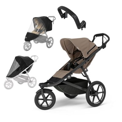 Thule Urban Glide 3 s magnetickou sponou + Madlo + Pláštěnka + Moskytiéra - Tinted Taupe