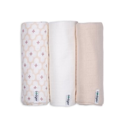 Lodger Swaddler Solid Matcha 3balení 70 x 70 cm - Powder