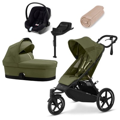 Cybex Avi Spin Kočárek od narození + Autosedačka + Základna - Moss Green/Beige