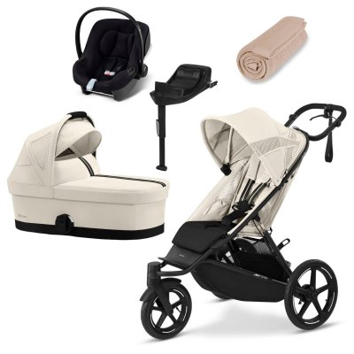Cybex Avi Spin Kočárek od narození + Autosedačka + Základna - Seashell Beige/Beige