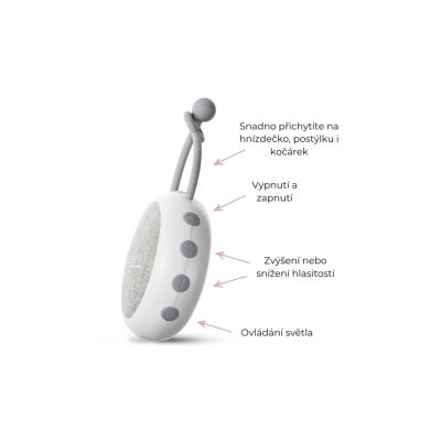 Sleepee Nastavitelná hrazdička s hračkami a bílým šumem 2v1 - Grey - obrázek