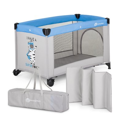 Petite&Mars Cestovní postýlka Koot - Zebra Super Power