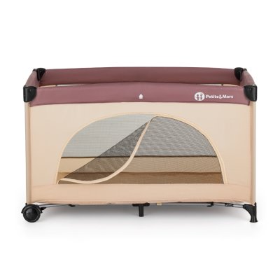 Petite&Mars Cestovní postýlka Nyja - Urban Jungle Sand - obrázek