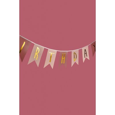 JaBaDaBaDo Banner Happy Birthday - Růžový - obrázek